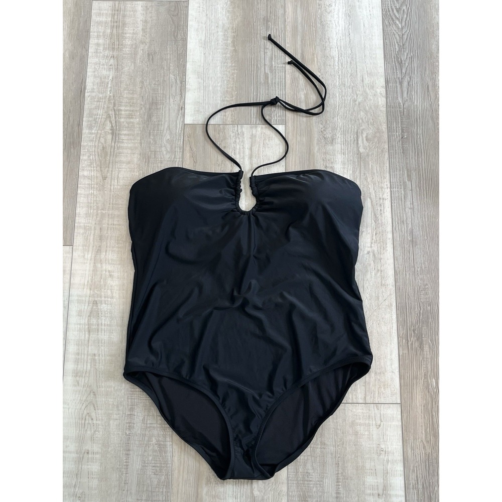 J.CREW Women's Plus 3X Black Lined Keyhole One-Piece Swimsuit NWT Vacation Beach - Picture 2 of 10